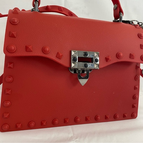 Red Silicone Studded Crossbody Bag - Picture 5 of 9